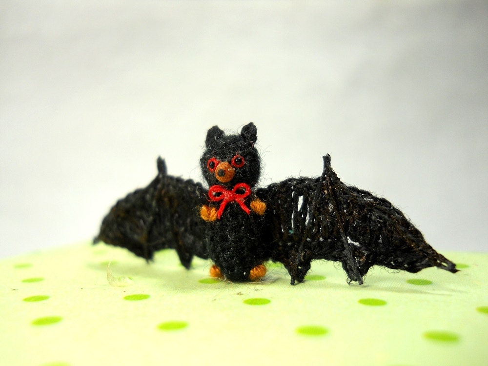 Micro Mini Bat - Miniature Amigurumi Bat Stuffed Animal - Made To Order