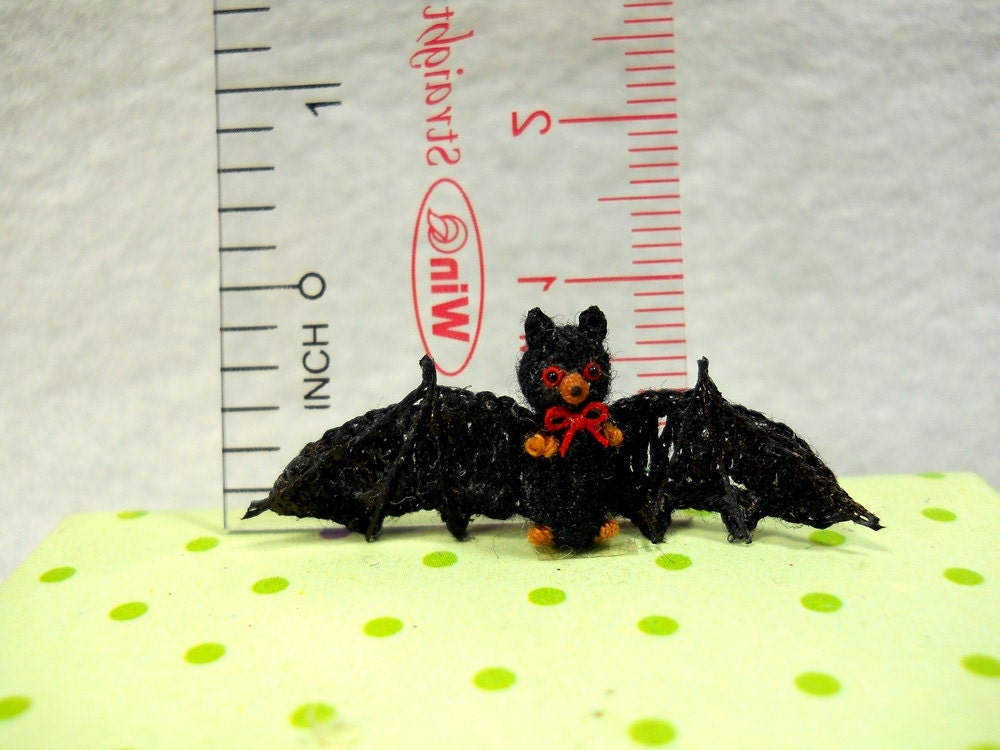 Micro Mini Bat - Miniature Amigurumi Bat Stuffed Animal - Made To Order