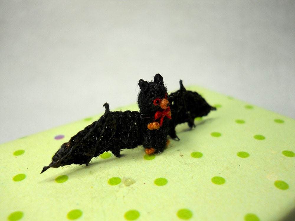 Micro Mini Bat - Miniature Amigurumi Bat Stuffed Animal - Made To Order