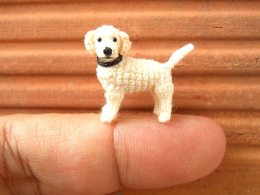 Miniature White Labrador Retriever - Tiny Crochet Dog Stuffed Animals - Made To Order