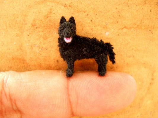 Miniature  Schipperke - Tiny Crochet Mini Amigurumi Dog Stuff Animal - Made To Order